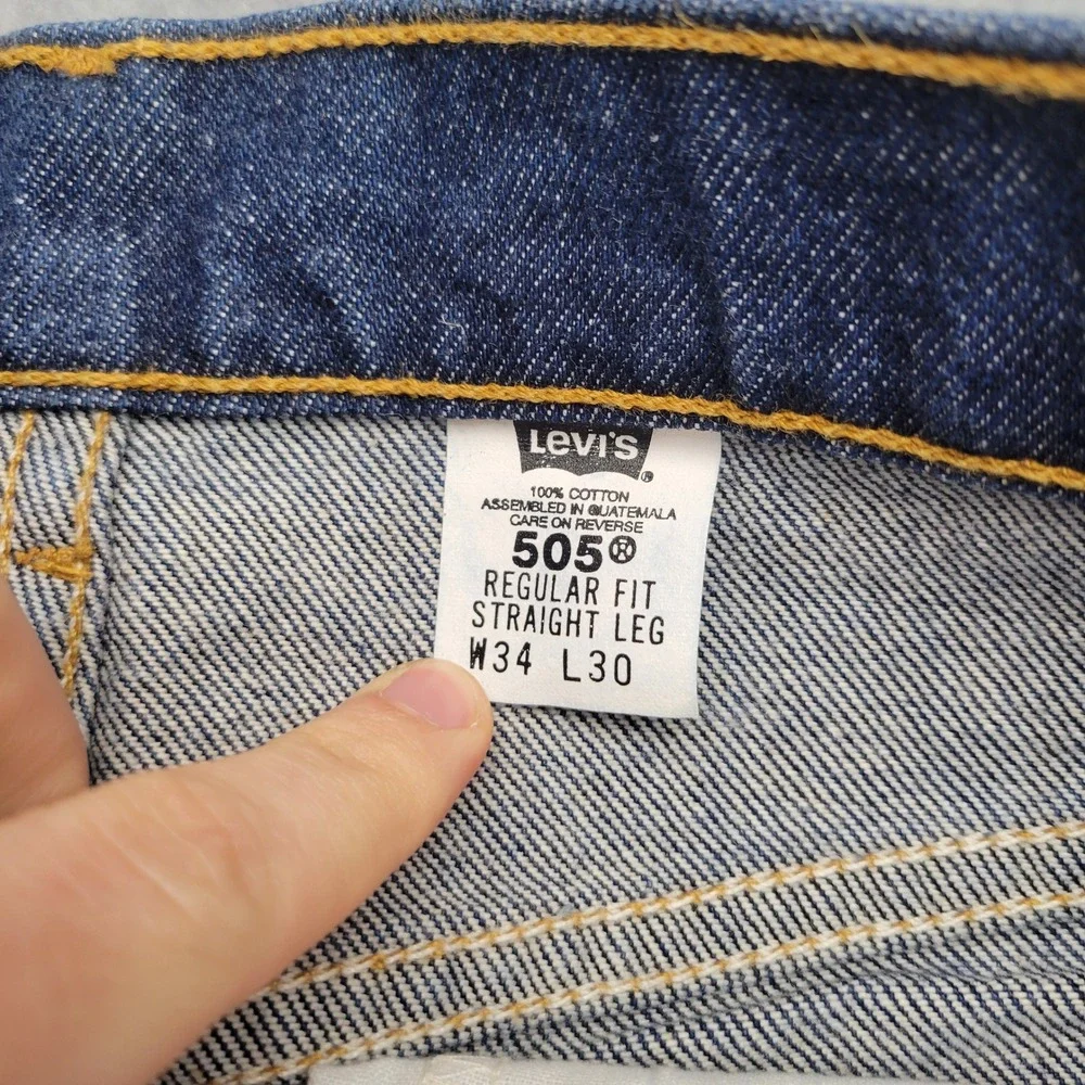 Levi's 505 Straight Leg Jeans Mens Fits 33x30 Dark Indigo Regular Fit 90s